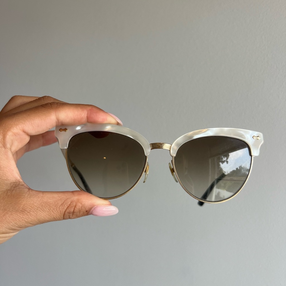 Gucci White and Gold Sunglasses